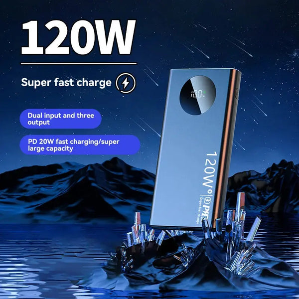 120W High Capacity Fast Charging Power Bank with Built-in Cables Ryglobal