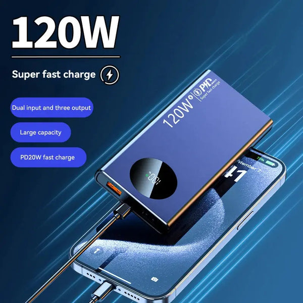 120W High Capacity Fast Charging Power Bank with Built-in Cables Ryglobal