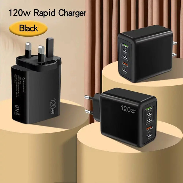 120W 5-Port Fast Charging USB Charger for Mobile Devices Ryglobal