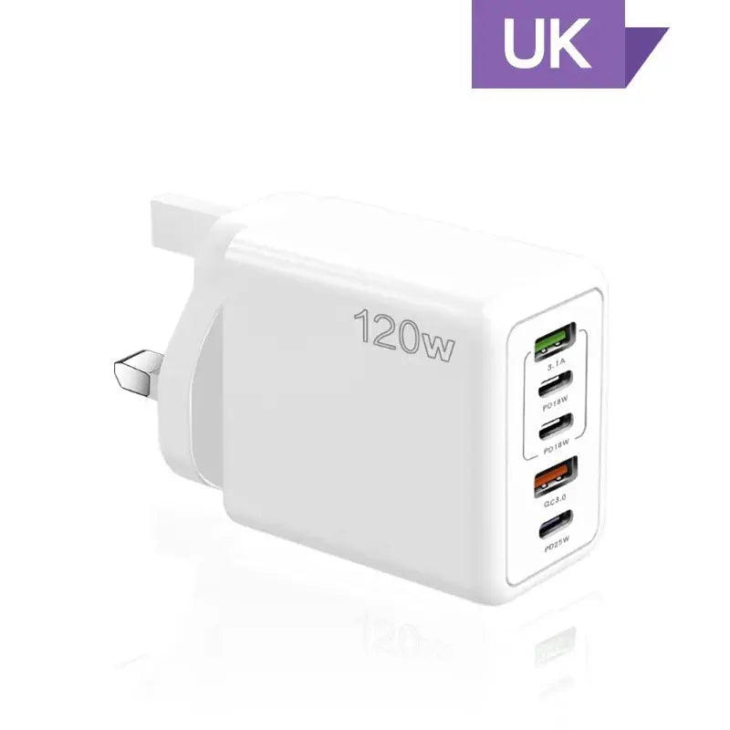 120W 5-Port Fast Charging USB Charger for Mobile Devices Ryglobal