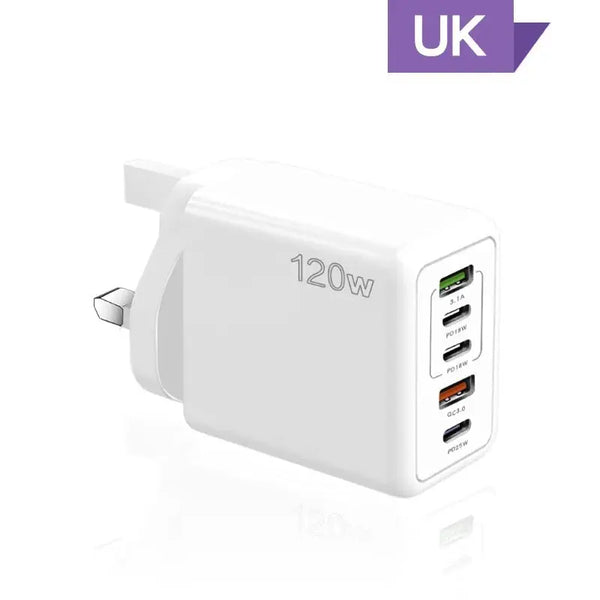 120W 5-Port Fast Charging USB Charger for Mobile Devices Ryglobal