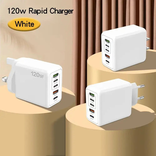 120W 5-Port Fast Charging USB Charger for Mobile Devices Ryglobal