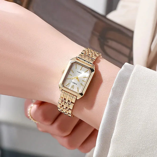 Luxury Stainless Steel Square Quartz Watch for Women Mobile shop
