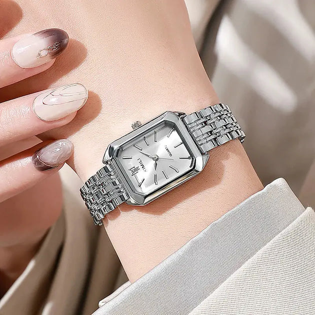 Luxury Stainless Steel Square Quartz Watch for Women Mobile shop
