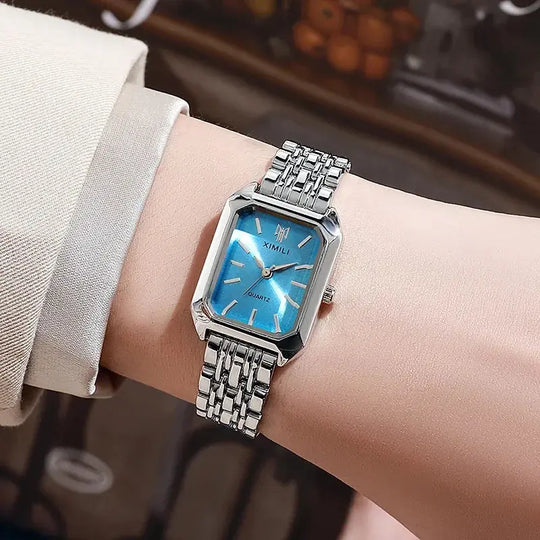 Luxury Stainless Steel Square Quartz Watch for Women Mobile shop