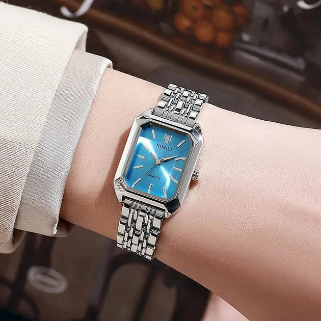 Luxury Stainless Steel Square Quartz Watch for Women Mobile shop