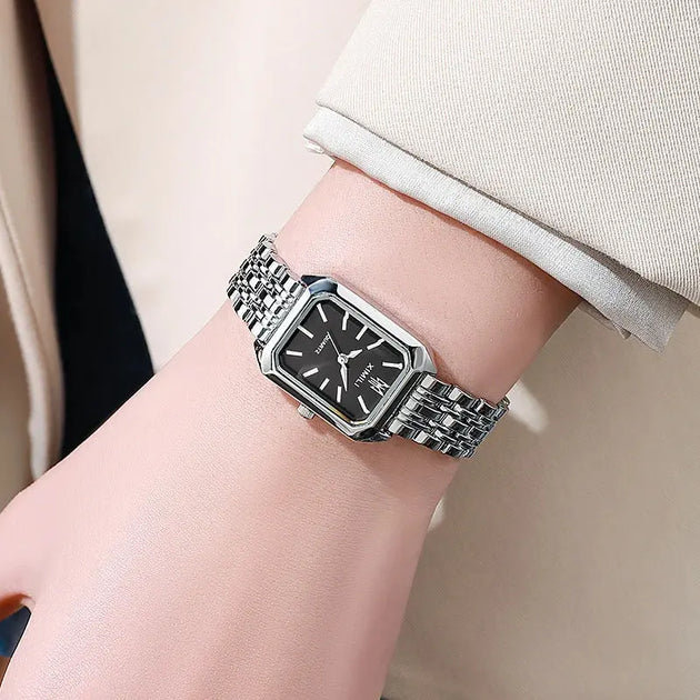 Luxury Stainless Steel Square Quartz Watch for Women Mobile shop