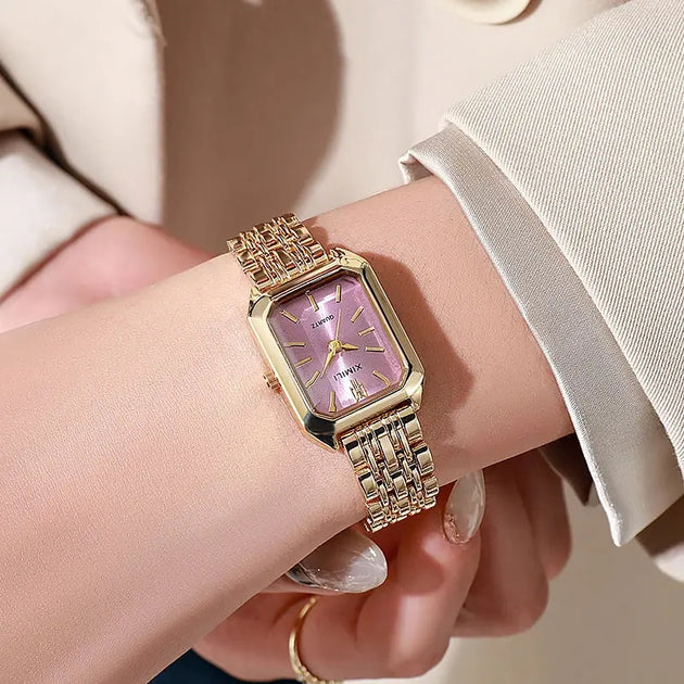Luxury Stainless Steel Square Quartz Watch for Women Mobile shop