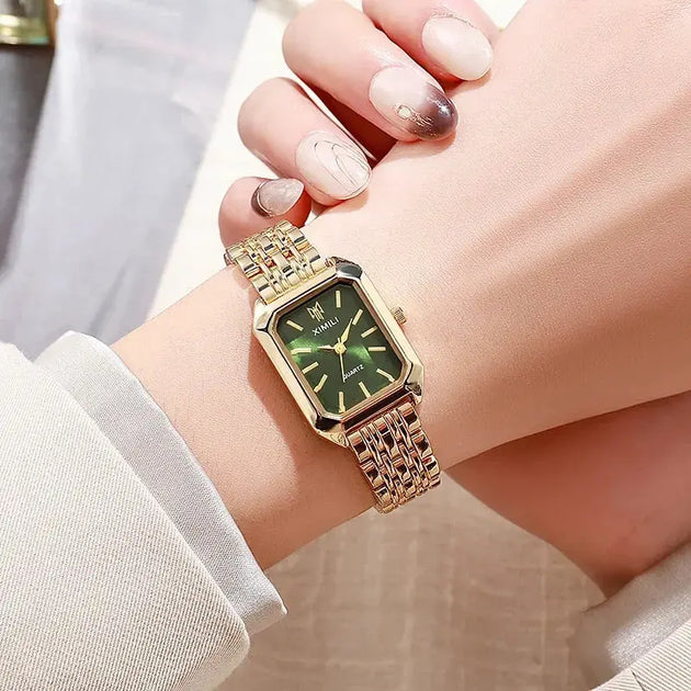Luxury Stainless Steel Square Quartz Watch for Women Mobile shop