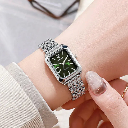 Luxury Stainless Steel Square Quartz Watch for Women Mobile shop