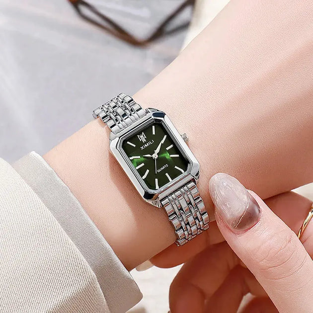 Luxury Stainless Steel Square Quartz Watch for Women Mobile shop