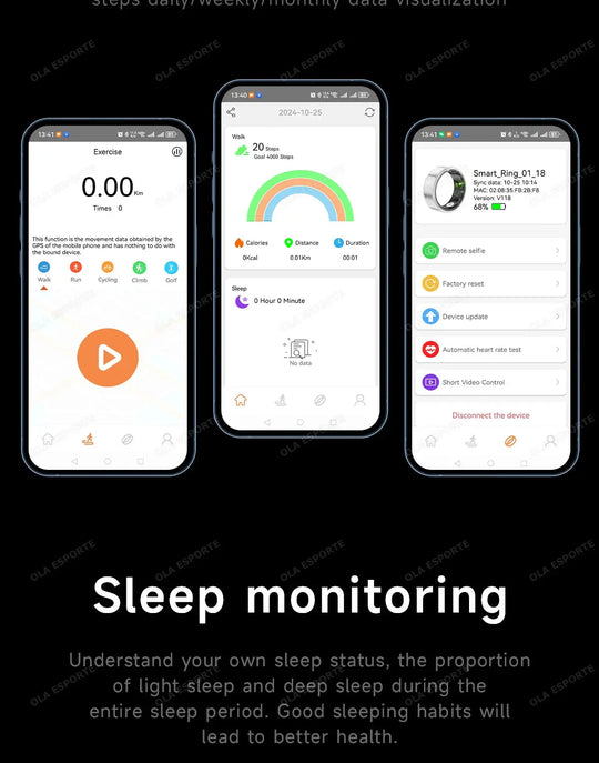 Ola Esporte Smart Ring with Health Monitoring & Gesture Control Mobile shop