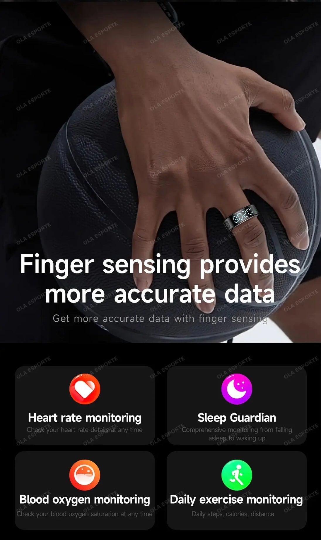 Ola Esporte Smart Ring with Health Monitoring & Gesture Control Mobile shop
