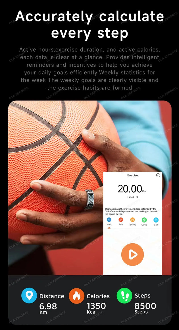 Ola Esporte Smart Ring with Health Monitoring & Gesture Control Mobile shop