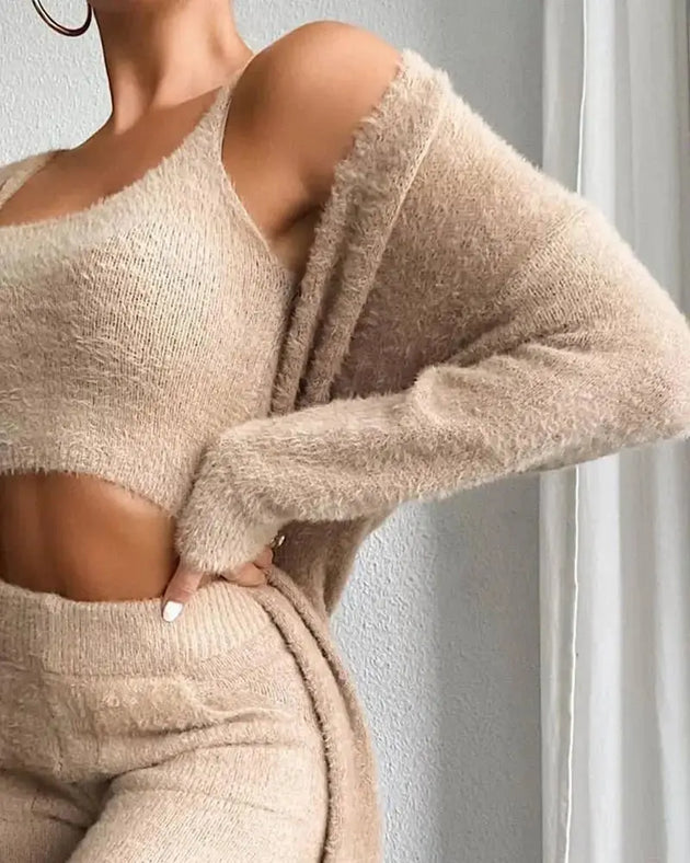 3 - Piece Fuzzy Fleece Loungewear Set - Mobile shop