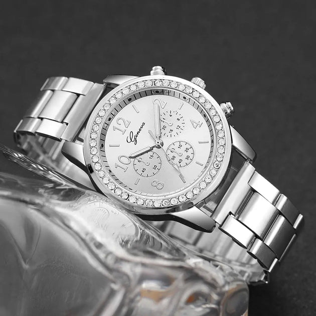 Luxury Rhinestone Women’s Quartz Watch Bracelet Set - 4PCS Mobile shop