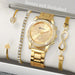 Luxury Rhinestone Women’s Quartz Watch Bracelet Set - 4PCS Mobile shop