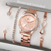 Luxury Rhinestone Women’s Quartz Watch Bracelet Set - 4PCS Mobile shop