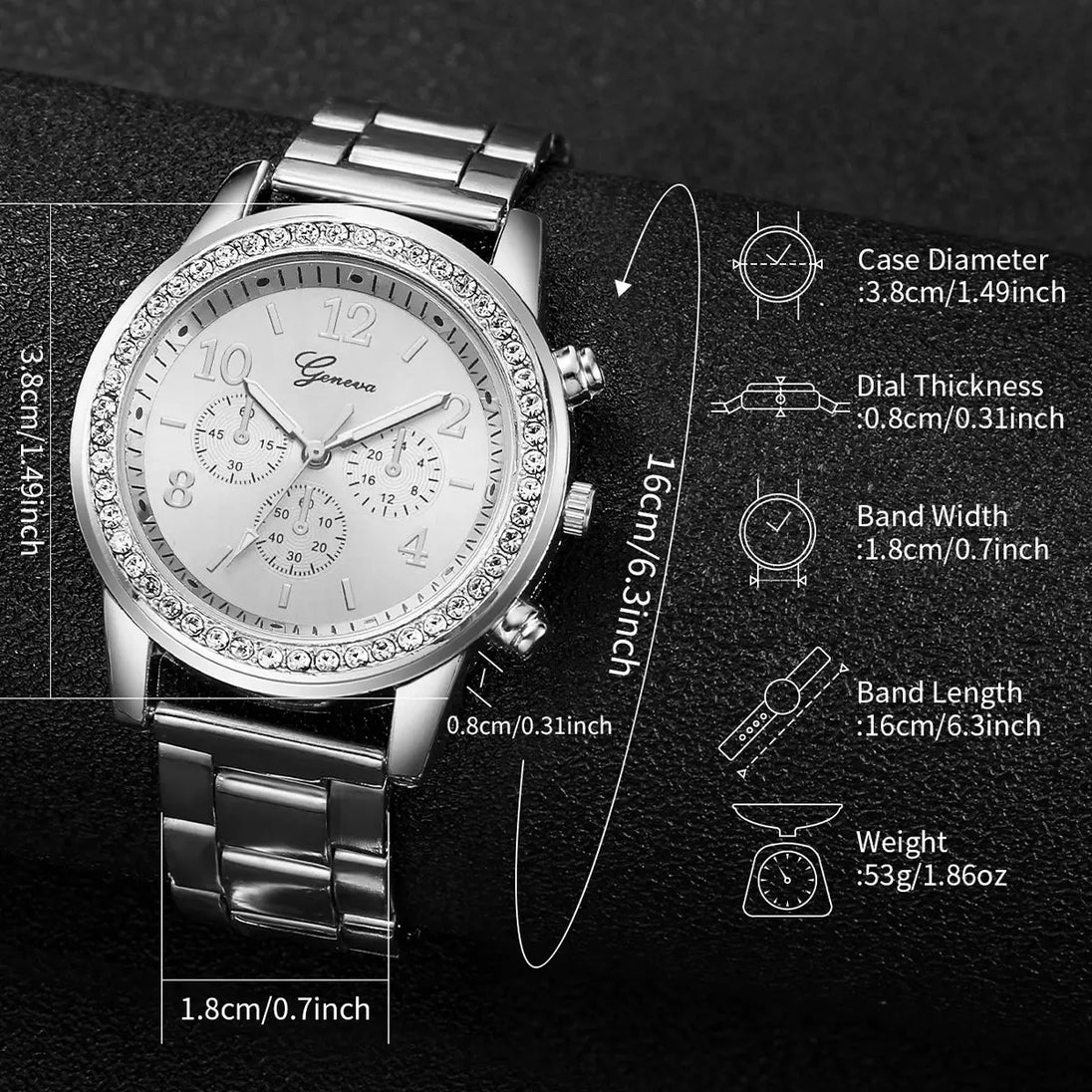 Luxury Rhinestone Women’s Quartz Watch Bracelet Set - 4PCS Mobile shop