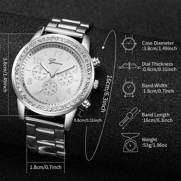 Luxury Rhinestone Women’s Quartz Watch Bracelet Set - 4PCS Mobile shop