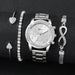Luxury Rhinestone Women’s Quartz Watch Bracelet Set - 4PCS Mobile shop