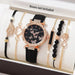 Luxury Women's Leather Analog Watch Set - 6PCS Fashion Bracelet Collection Mobile shop