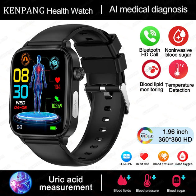 KENPANG 2024 Smart Health Watch with ECG, PPG, Blood Monitoring, and Bluetooth Call Function Ryglobal