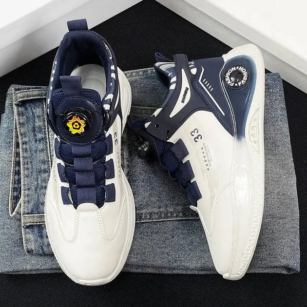 Men's Comfy Lace-Up Sneakers with Rotating Buckle for Outdoor Activities Ryglobal