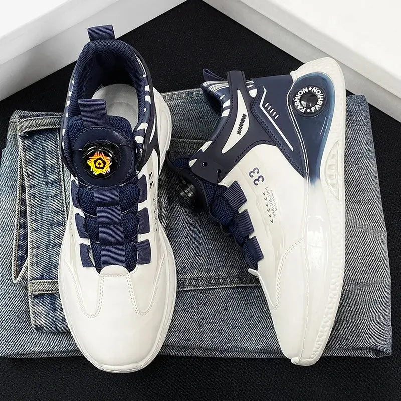 Men's Comfy Lace-Up Sneakers with Rotating Buckle for Outdoor Activities Ryglobal