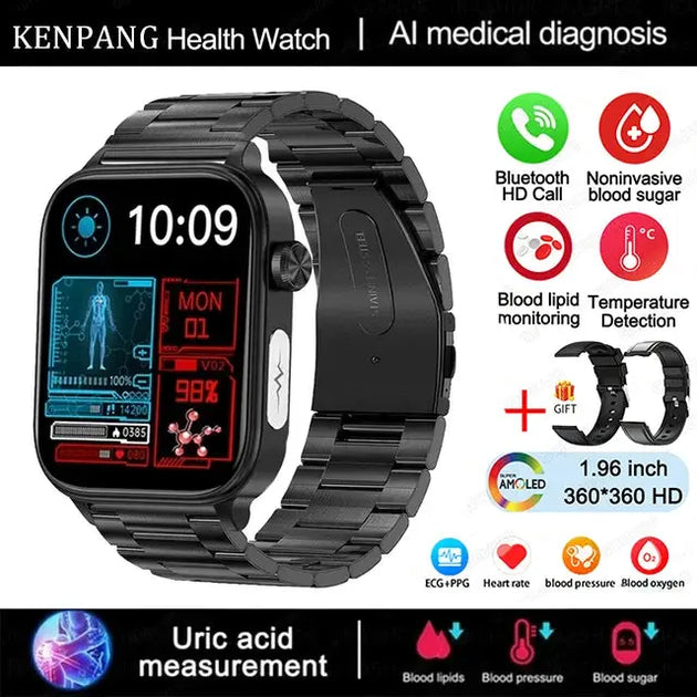 KENPANG 2024 Smart Health Watch with ECG, PPG, Blood Monitoring, and Bluetooth Call Function Ryglobal