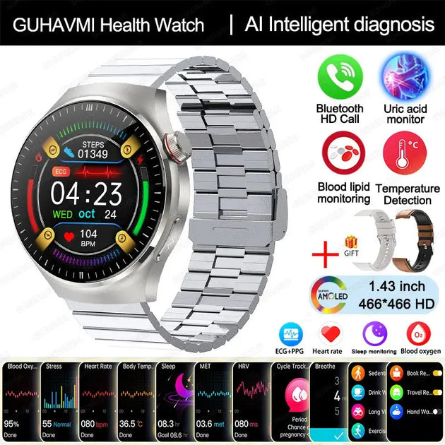 GUHUAVMIC Smart Health Watch with ECG, Blood Oxygen, and Body Temperature Monitoring Ryglobal