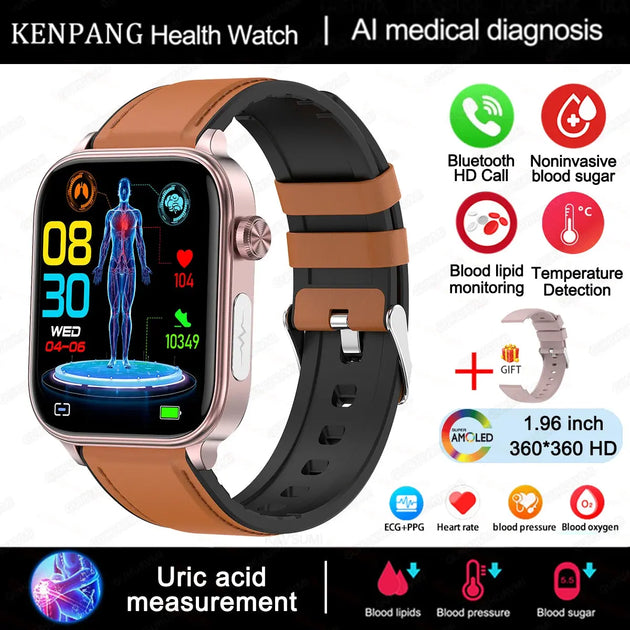 KENPANG 2024 Smart Health Watch with ECG, PPG, Blood Monitoring, and Bluetooth Call Function Ryglobal