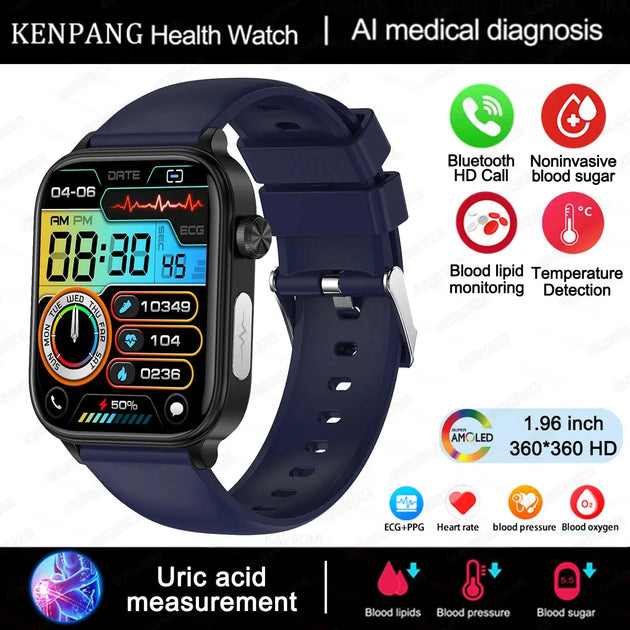 KENPANG 2024 Smart Health Watch with ECG, PPG, Blood Monitoring, and Bluetooth Call Function Ryglobal