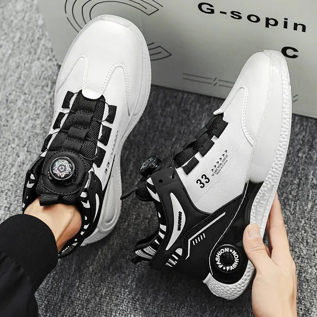 Men's Comfy Lace-Up Sneakers with Rotating Buckle for Outdoor Activities Ryglobal