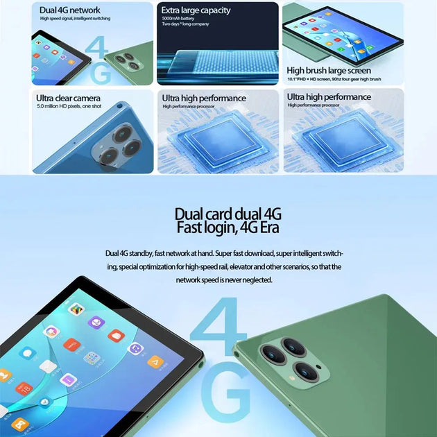 BDF 10.1-Inch 5G Android Tablet with Dual SIM, Octa-Core, 8GB RAM, 256GB ROM Ryglobal