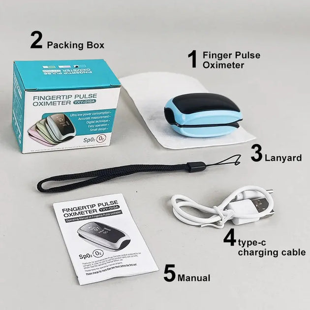 Justlang Rechargeable Fingertip Pulse Oximeter with LED Display for Children Ryglobal