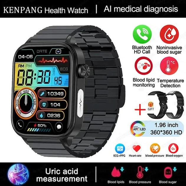 KENPANG 2024 Smart Health Watch with ECG, PPG, Blood Monitoring, and Bluetooth Call Function Ryglobal