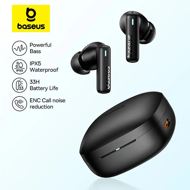 Baseus Bowie E19 Wireless Earphones - Bluetooth 5.3, Big Bass, IPX5 Waterproof, 33H Battery Life Ryglobal