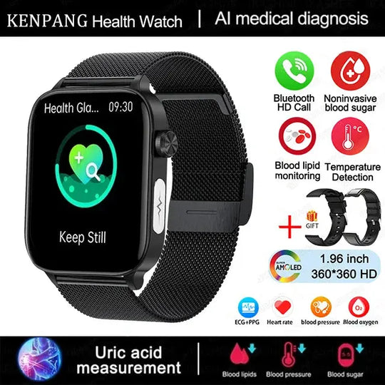 KENPANG 2024 Smart Health Watch with ECG, PPG, Blood Monitoring, and Bluetooth Call Function Ryglobal