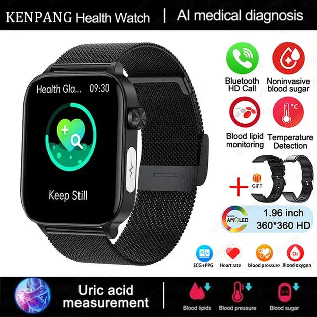 KENPANG 2024 Smart Health Watch with ECG, PPG, Blood Monitoring, and Bluetooth Call Function Ryglobal