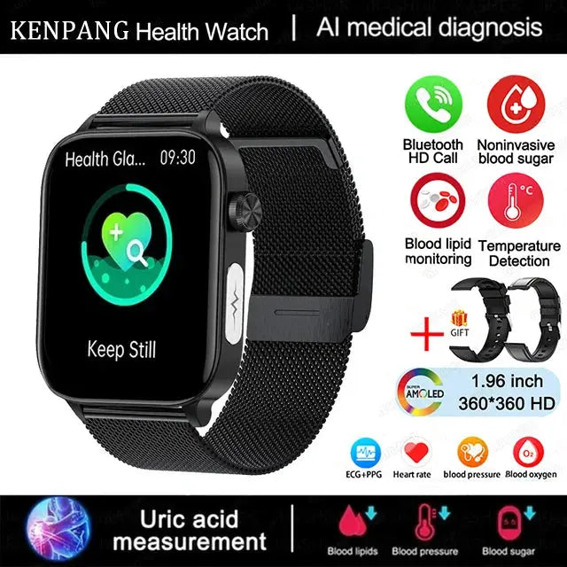 KENPANG 2024 Smart Health Watch with ECG, PPG, Blood Monitoring, and Bluetooth Call Function Ryglobal
