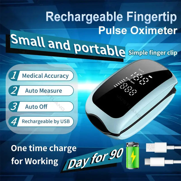 Justlang Rechargeable Fingertip Pulse Oximeter with LED Display for Children Ryglobal