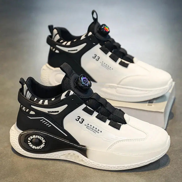 Men's Comfy Lace-Up Sneakers with Rotating Buckle for Outdoor Activities Ryglobal