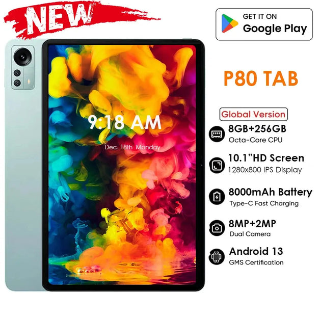 BEESITTO 10.1 Inch Android 13 Tablet - 8GB RAM, 128/256GB Storage, Octa-Core, Dual SIM, 4G, WiFi Ryglobal