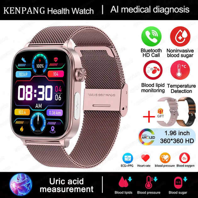 KENPANG 2024 Smart Health Watch with ECG, PPG, Blood Monitoring, and Bluetooth Call Function Ryglobal
