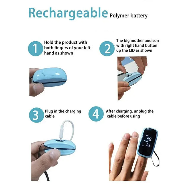 Justlang Rechargeable Fingertip Pulse Oximeter with LED Display for Children Ryglobal