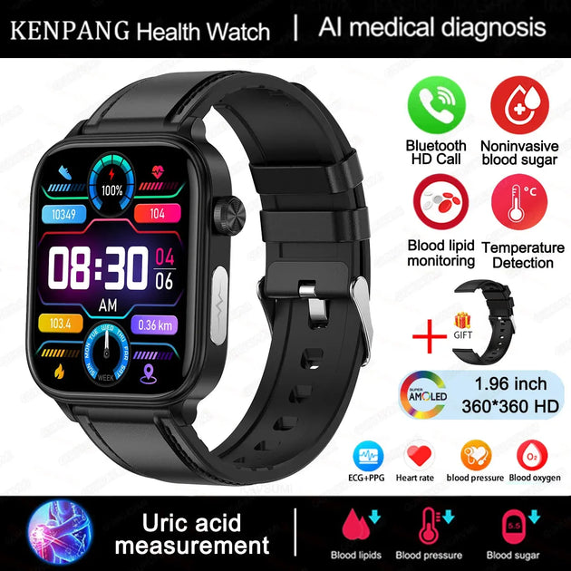 KENPANG 2024 Smart Health Watch with ECG, PPG, Blood Monitoring, and Bluetooth Call Function Ryglobal