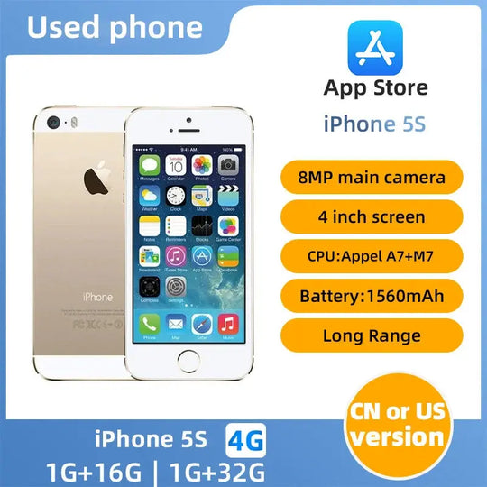 Used Apple iPhone 5S Unlocked - 16GB/32GB/64GB, 4G LTE, iOS Mobile shop
