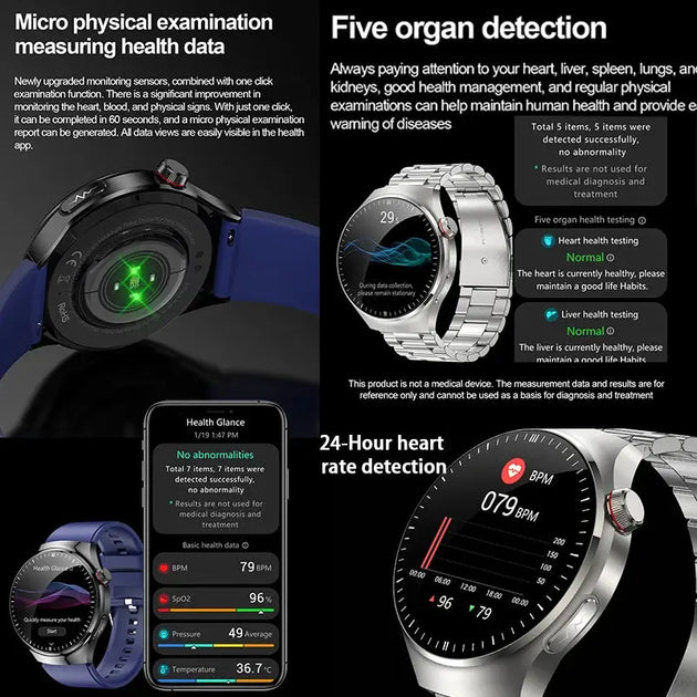 GUHUAVMIC Smart Health Watch with ECG, Blood Oxygen, and Temperature Monitoring Ryglobal