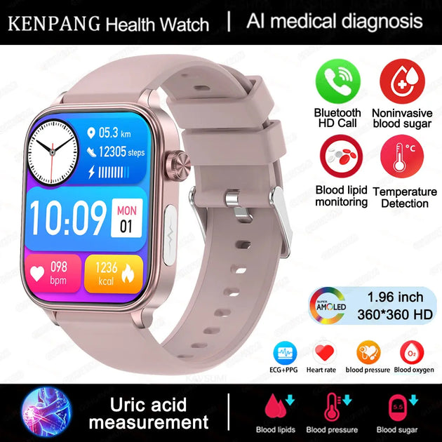 KENPANG 2024 Smart Health Watch with ECG, PPG, Blood Monitoring, and Bluetooth Call Function Ryglobal